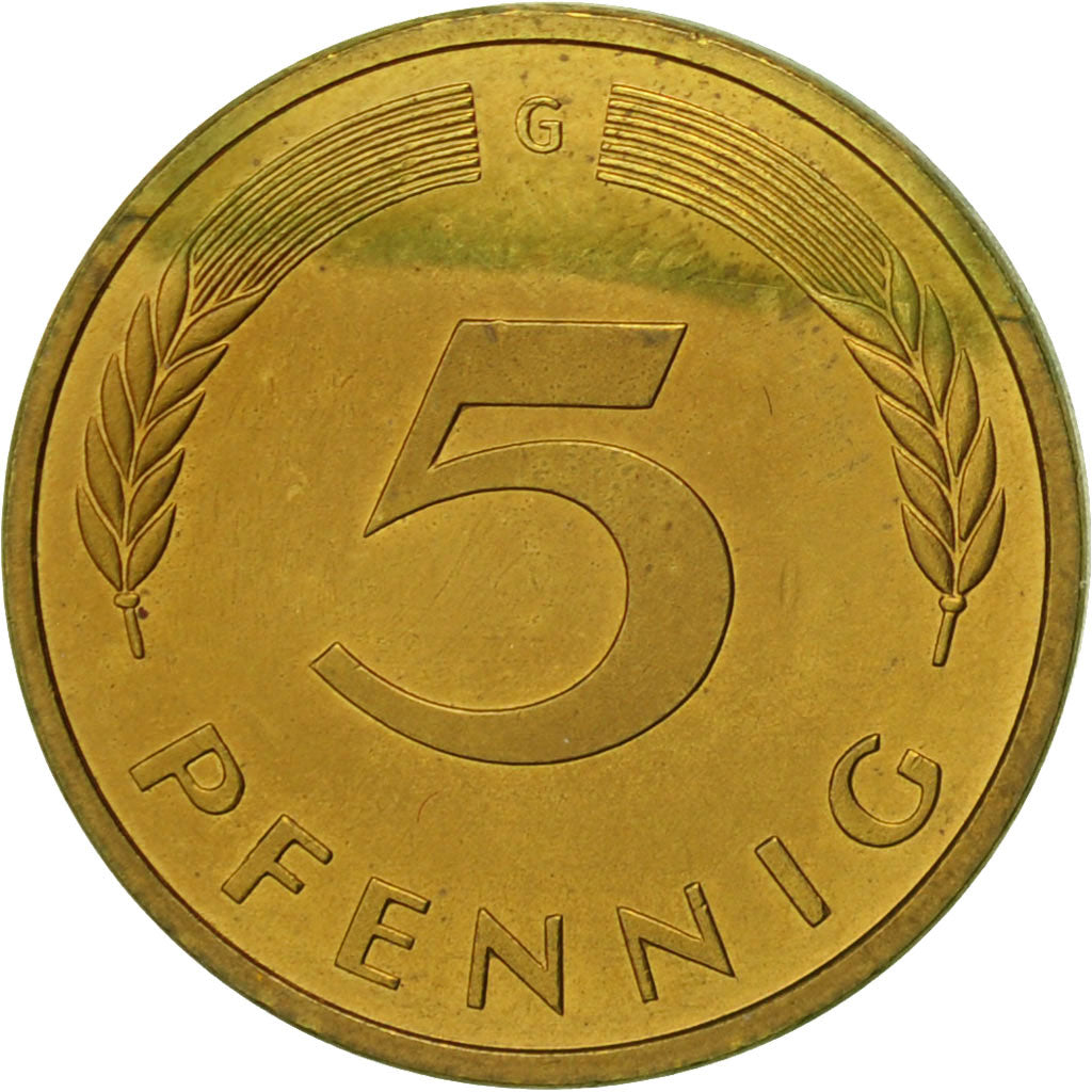 Monnaie, République fédérale allemande, 5 Pfennig, 1989, Karlsruhe, TTB