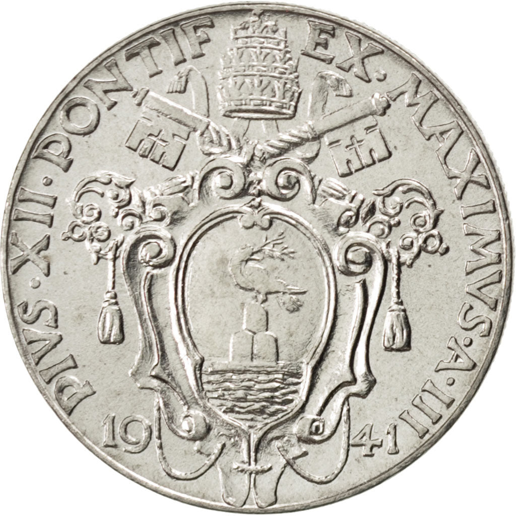 VATICAN CITY, 20 Centesimi, 1941, KM #24a, MS(63), Stainless Steel, 4.20