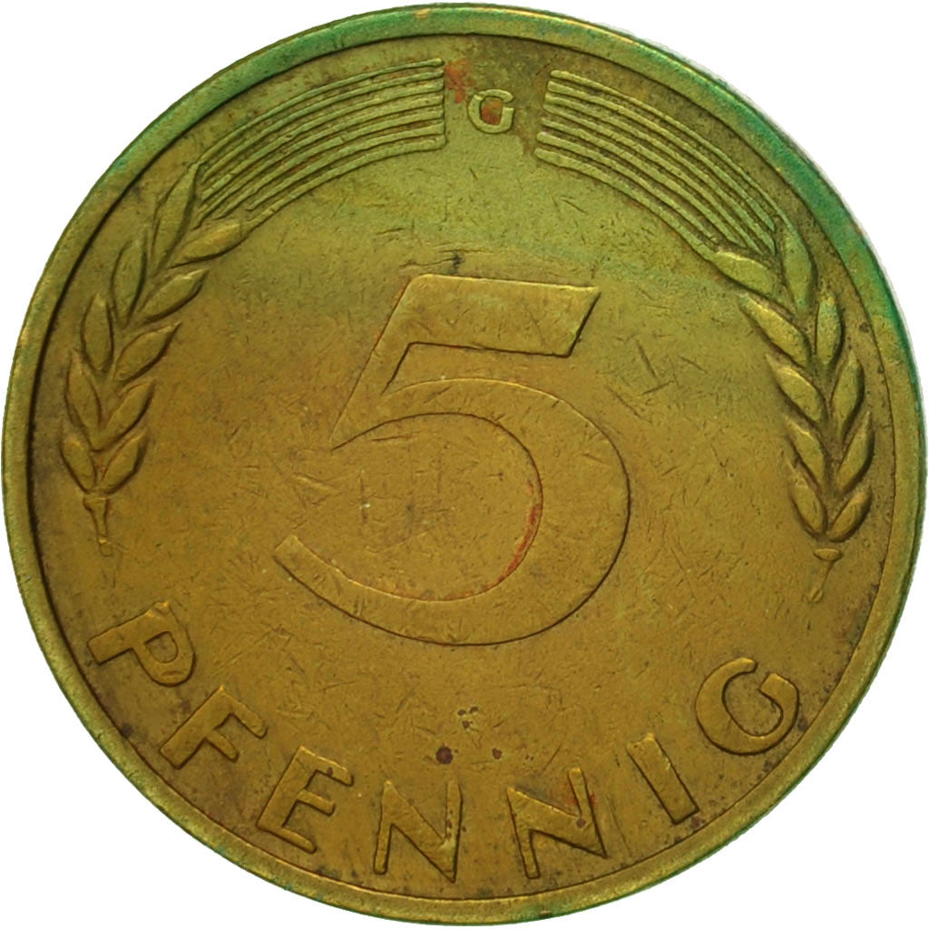 Münze, Bundesrepublik Deutschland, 5 Pfennig, 1950, Karlsruhe, SS, Brass Clad