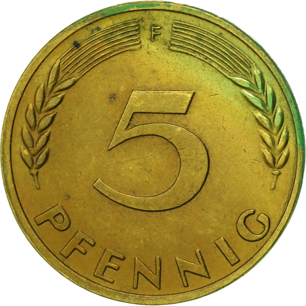 Moneda, ALEMANIA - REPÚBLICA FEDERAL, 5 Pfennig, 1966, Stuttgart, MBC, Latón
