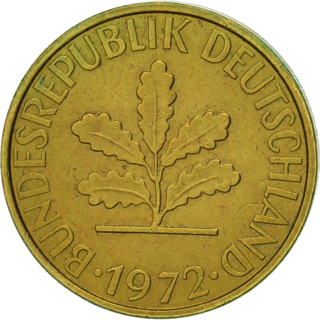 Coin, GERMANY - FEDERAL REPUBLIC, 5 Pfennig, 1972, Hambourg, EF(40-45), Brass