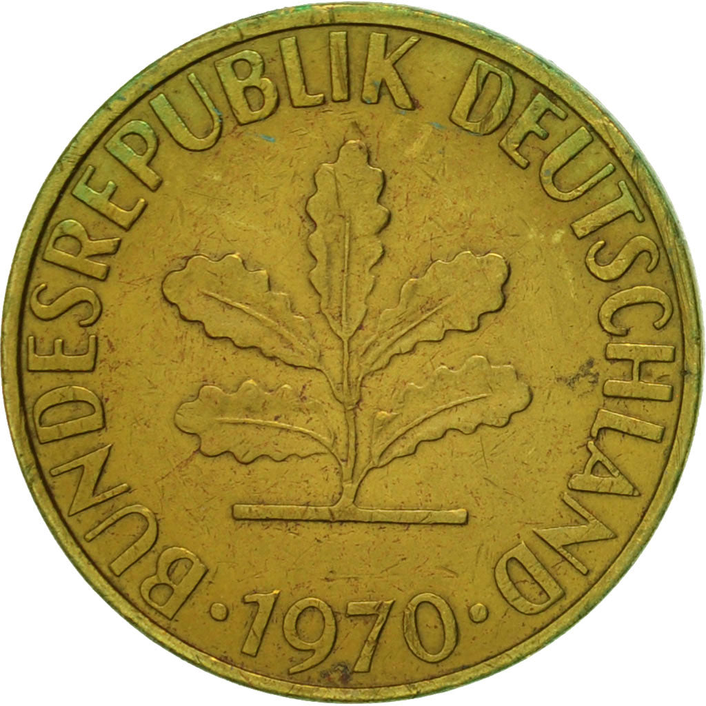 Monnaie, République fédérale allemande, 5 Pfennig, 1970, Hambourg, TTB, Brass