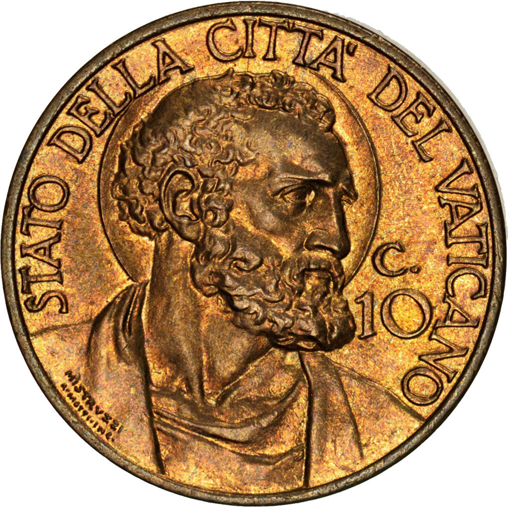 Vatican, Pie XII, 10 Centesimi 1939 / I, KM 23