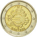 Belgium, 2 Euro, 10 ans de l'Euro, 2012, MS(60-62), Bi-Metallic