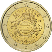 Slovakia, 2 Euro, 10 ans de l'Euro, 2012, MS(60-62), Bi-Metallic