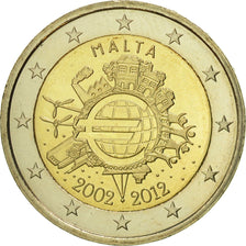 Malta, 2 Euro, 10 ans de l'Euro, 2012, PR+, Bi-Metallic