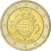 IRELAND REPUBLIC, 2 Euro, 10 ans de l'Euro, 2012, MS(60-62), Bi-Metallic