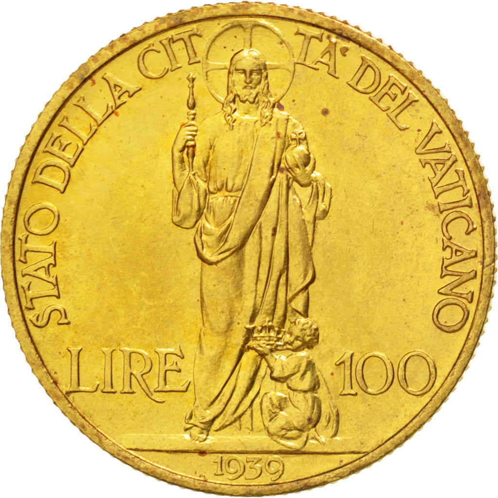 VATICAN CITY, 100 Lire, 1939, KM #30.1, graded, PCGS, MS(64), Gold, 5.19
