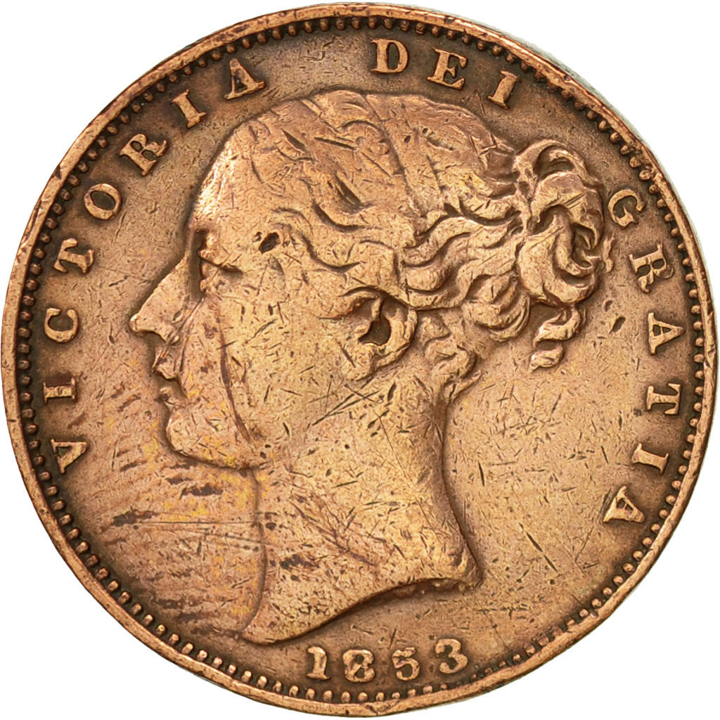 Gran Bretaña, Victoria, Farthing, 1853, MBC, Cobre, KM:725