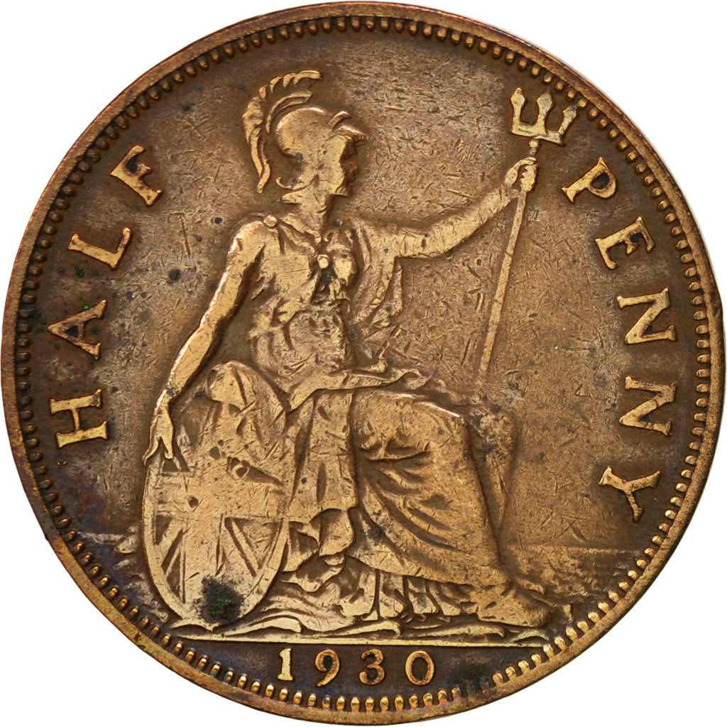 Coin, Great Britain, George V, 1/2 Penny, 1930, EF(40-45), Bronze, KM:837