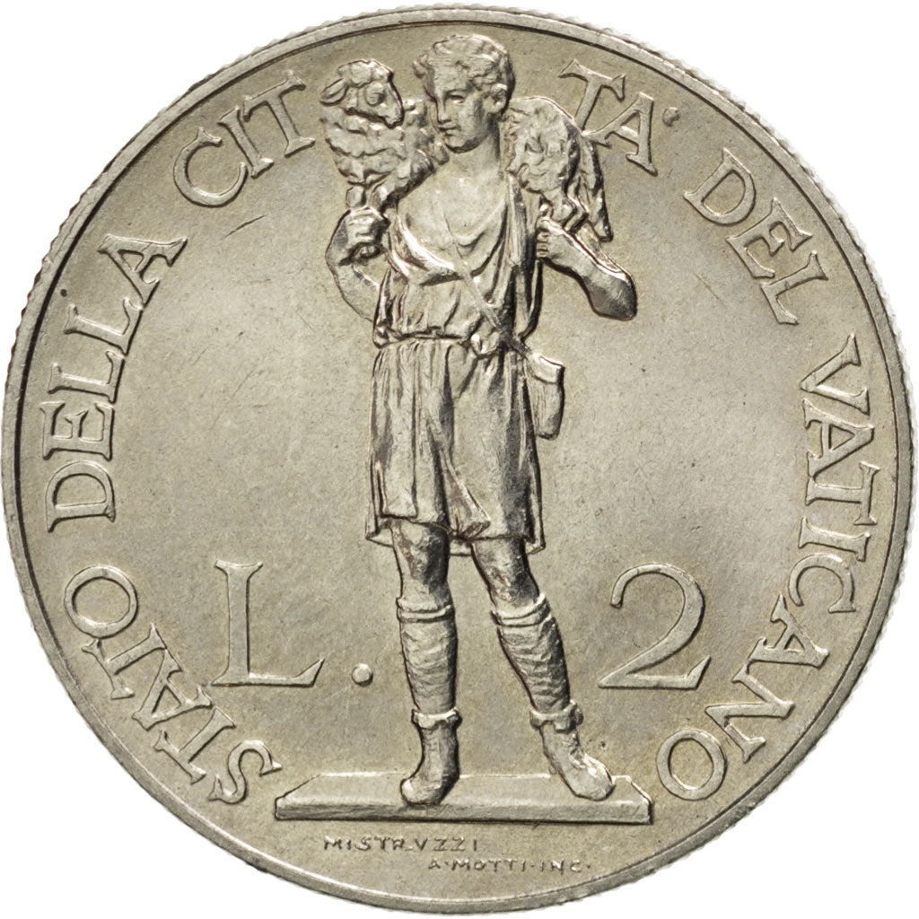 VATICAN CITY, 2 Lire, 1939, KM #27, MS(63), Nickel, 29, 9.82