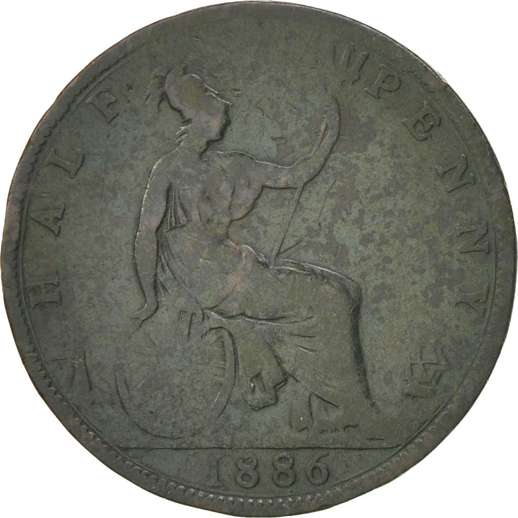 Great Britain, Victoria, 1/2 Penny, 1886, VG(8-10), Bronze, KM:754