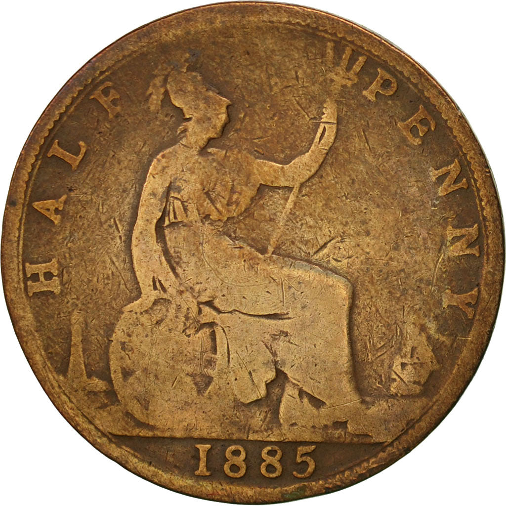 Coin, Great Britain, Victoria, 1/2 Penny, 1885, F(12-15), Bronze, KM:754