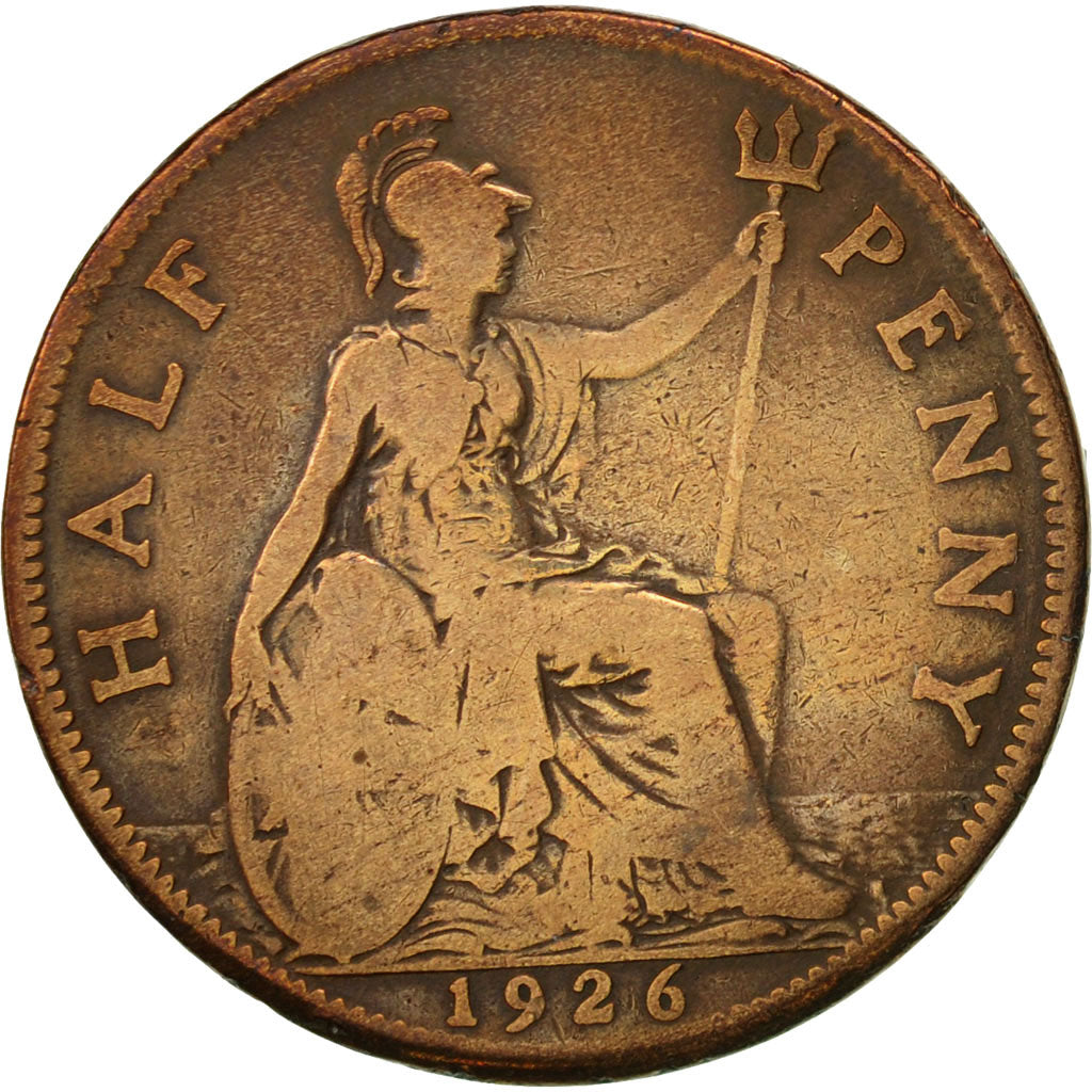 Great Britain, George V, 1/2 Penny, 1926, VF(20-25), Bronze, KM:824