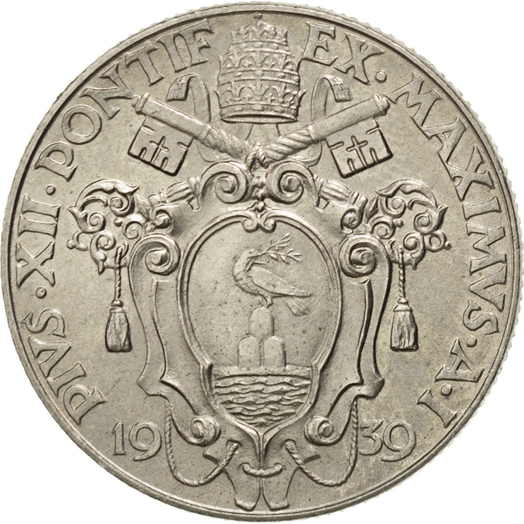 VATICAN CITY, Lira, 1939, KM #26, MS(63), Nickel, 0.00