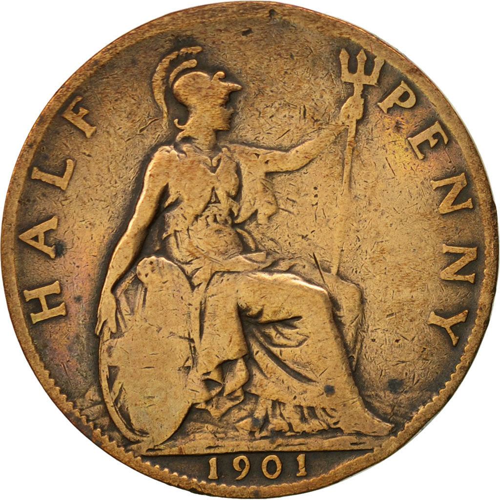 Moneta, Gran Bretagna, Victoria, 1/2 Penny, 1901, MB, Bronzo, KM:789