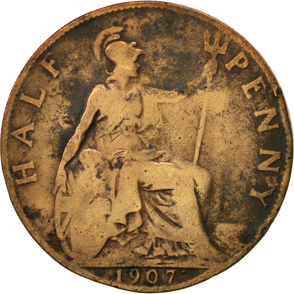 Coin, Great Britain, Edward VII, 1/2 Penny, 1907, VF(20-25), Bronze, KM:793.2