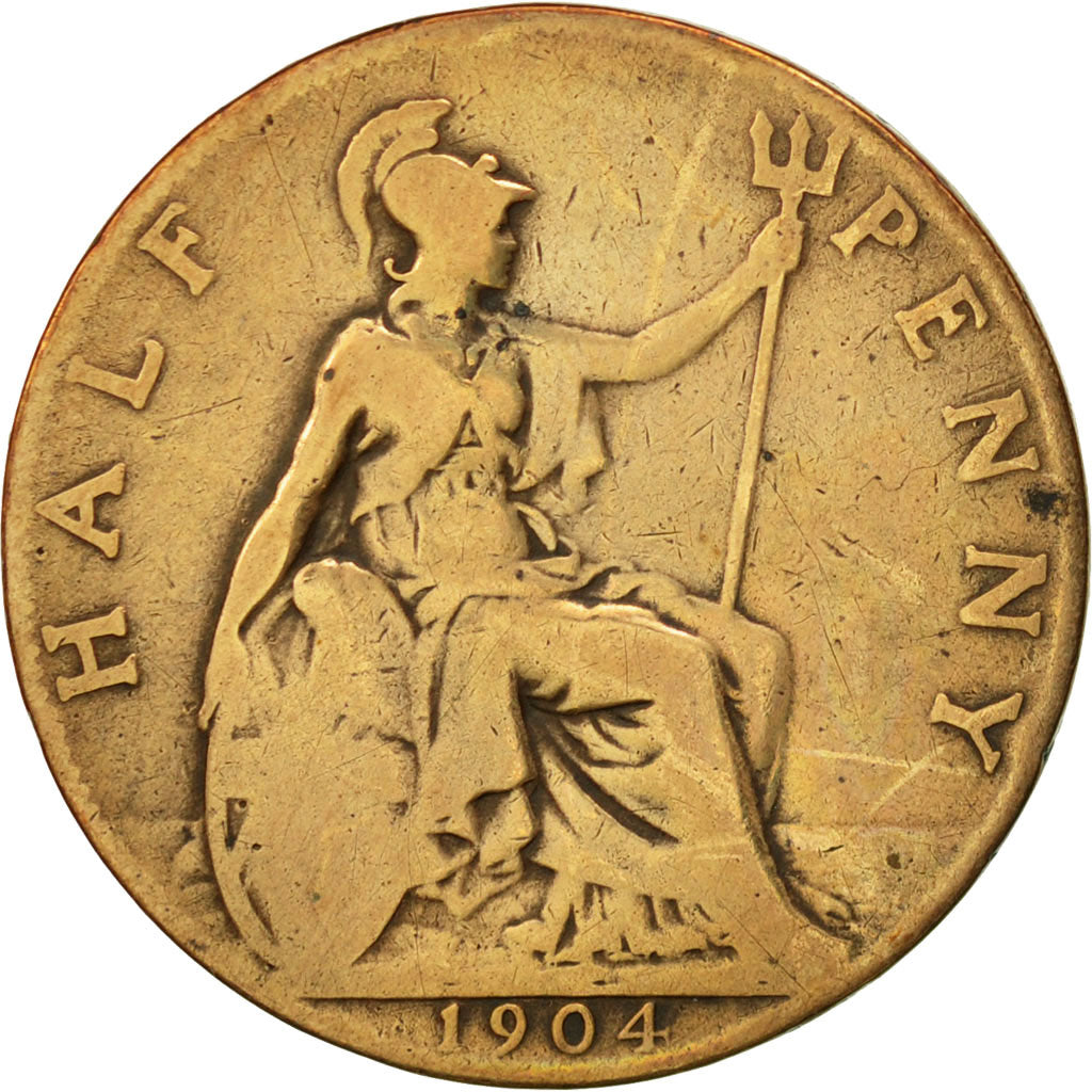 Great Britain, Edward VII, 1/2 Penny, 1904, F(12-15), Bronze, KM:793.2
