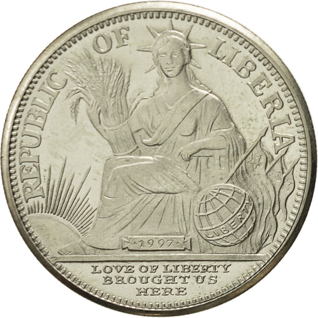 Liberia, 5 Dollars, 1997, SC+, Cobre - níquel, KM:355