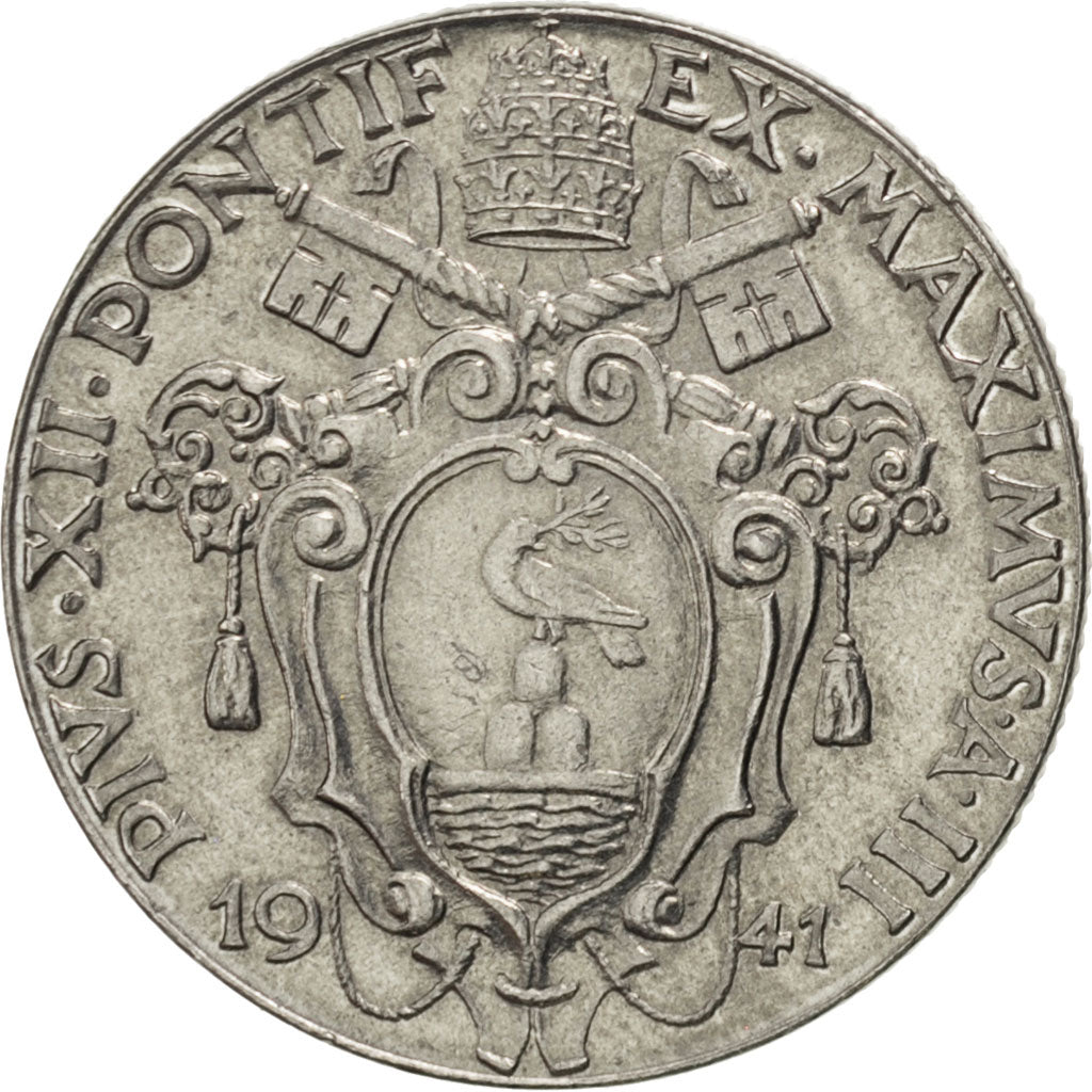 VATICAN CITY, 50 Centesimi, 1941, KM #25a, MS(63), Stainless Steel, 24, 6.12