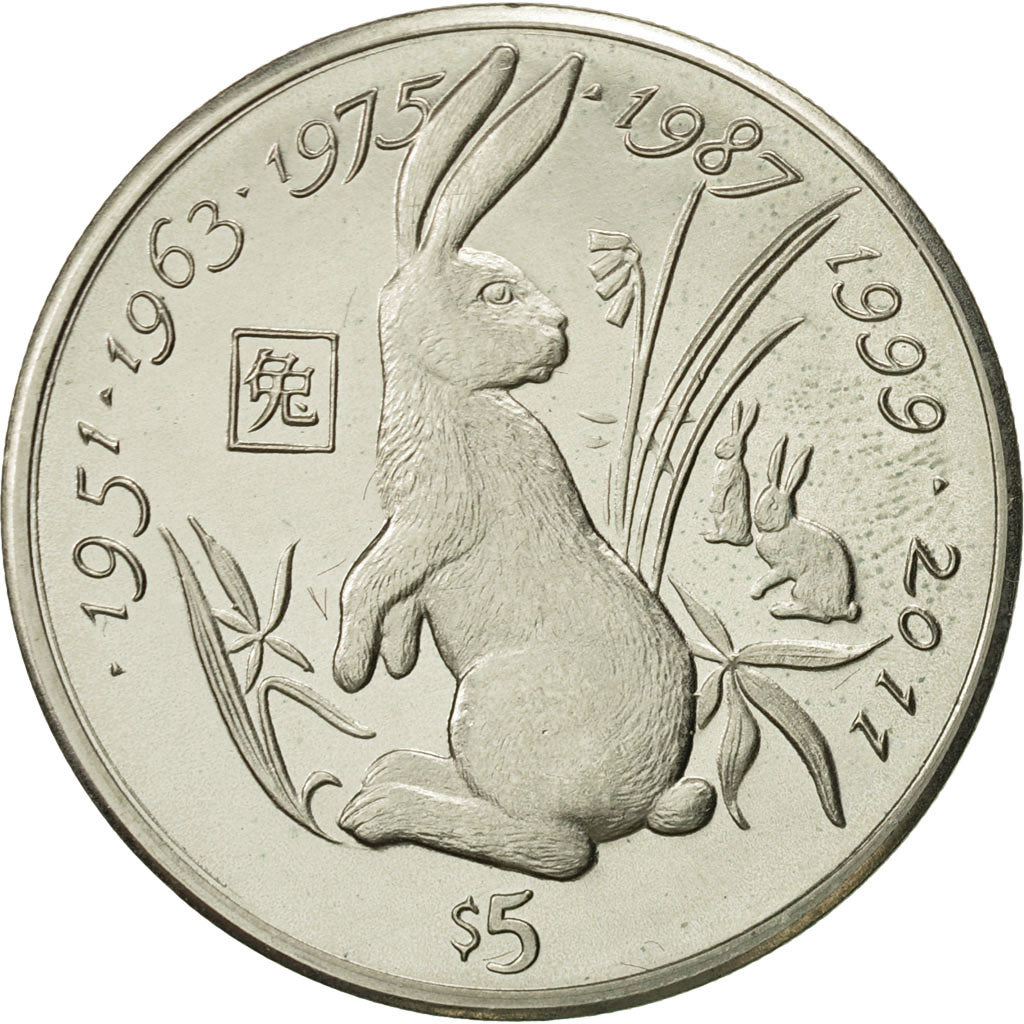 Münze, Liberia, 5 Dollars, 1997, UNZ+, Copper-nickel, KM:354