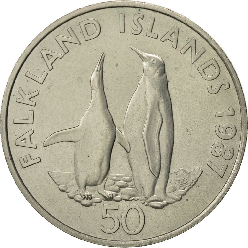 Falkland Islands, Elizabeth II, 50 Pence, 1987, MS(60-62), Copper-nickel, KM:25