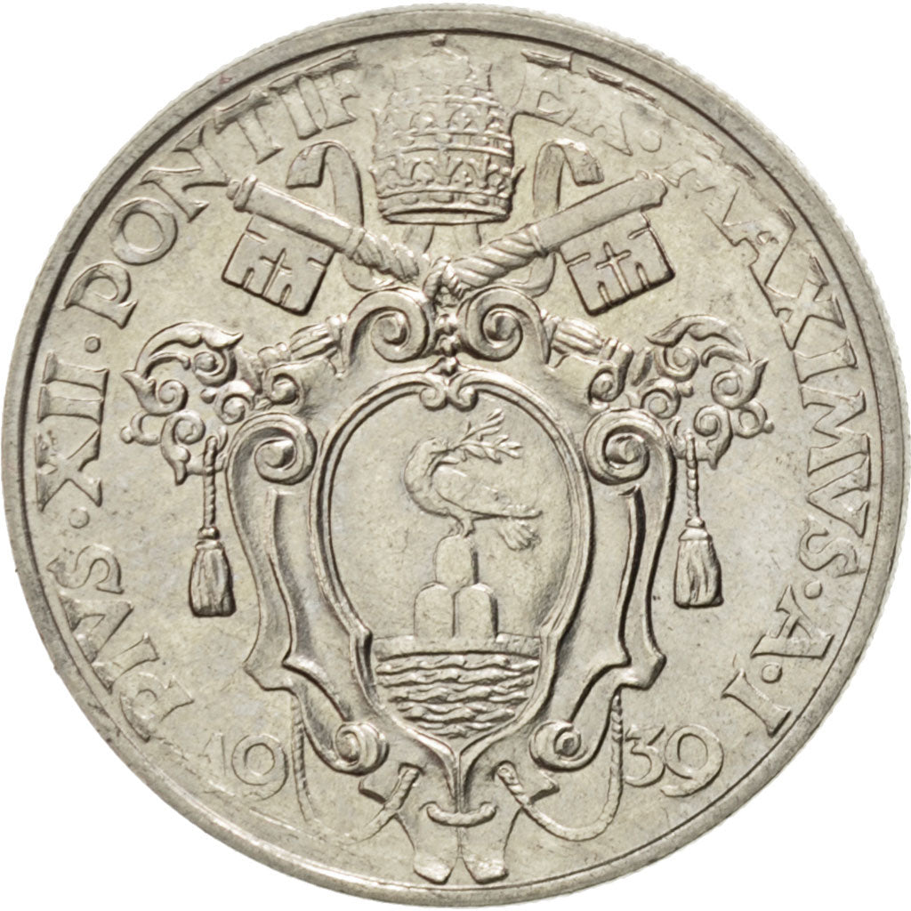 VATICAN CITY, 20 Centesimi, 1939, KM #24, MS(63), Nickel, 4.01
