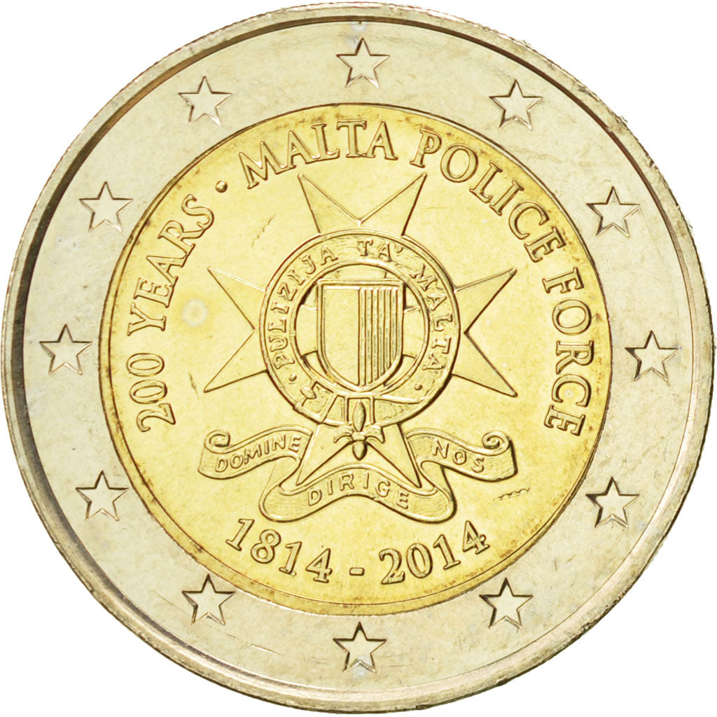 Malta, 2 Euro, 200 years, 2014, FDC, Bimetálico