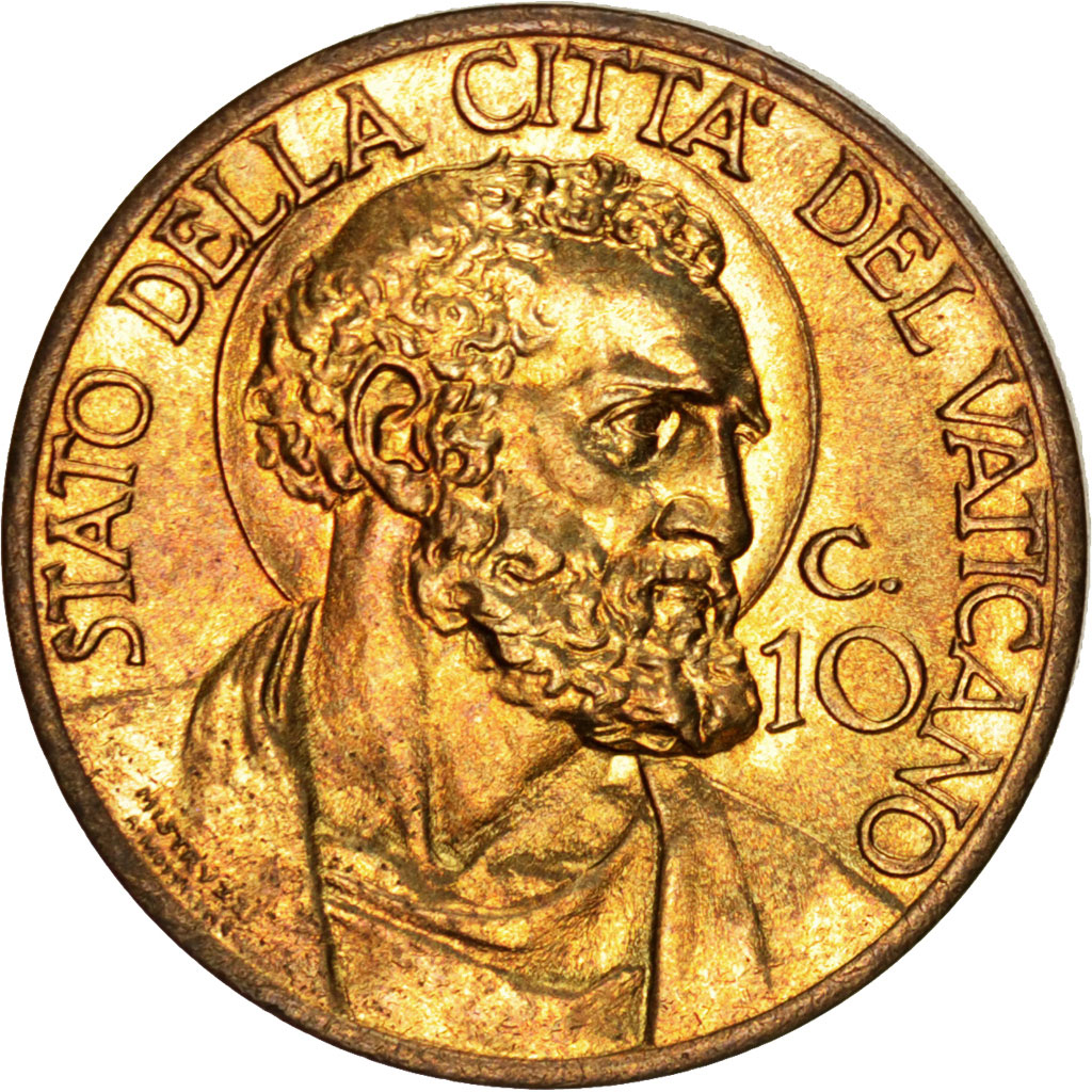 CITTÀ DEL VATICANO, Pius XII, 10 Centesimi, 1939, SPL, Alluminio-bronzo, KM:23