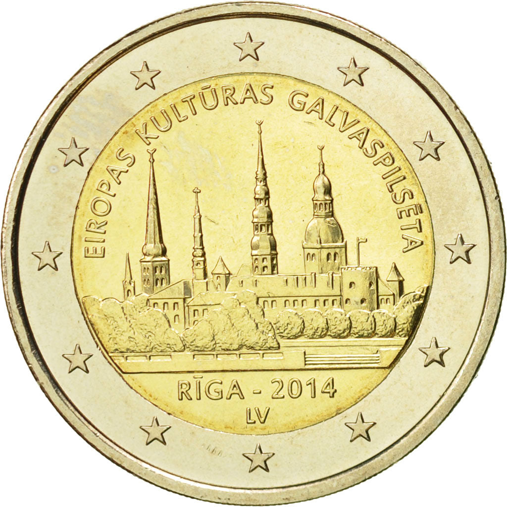 Lettonia, 2 Euro, Riga, 2014, SPL, Bi-metallico