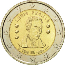 Belgia, 2 Euro, Louis Braille, 2009, Brussels, MS(63), Bimetaliczny, KM:288