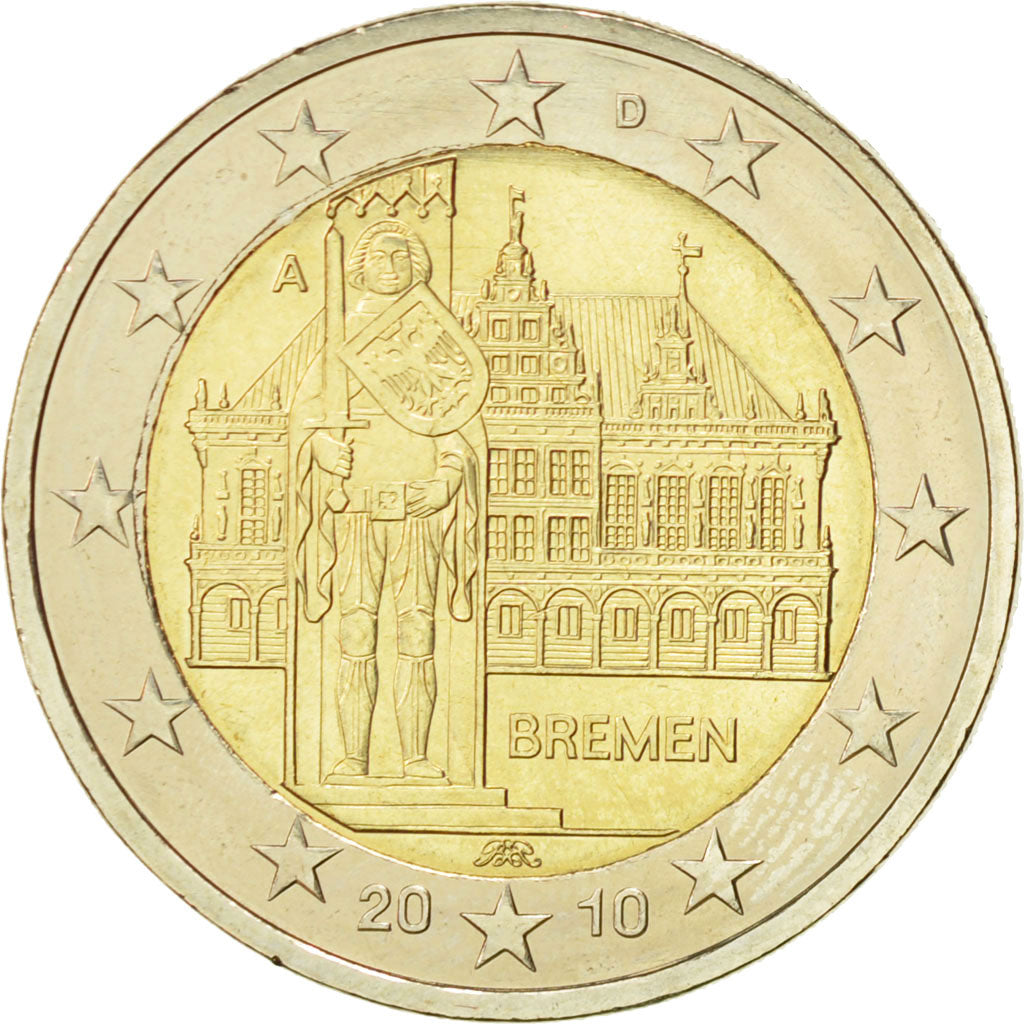 ALEMANIA - REPÚBLICA FEDERAL, 2 Euro, Bremen, 2010, SC, Bimetálico, KM:285