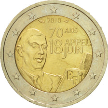 Coin, France, 2 Euro, Charles De Gaulle, Appel du 18 juin 1940, 2010, AU(55-58)