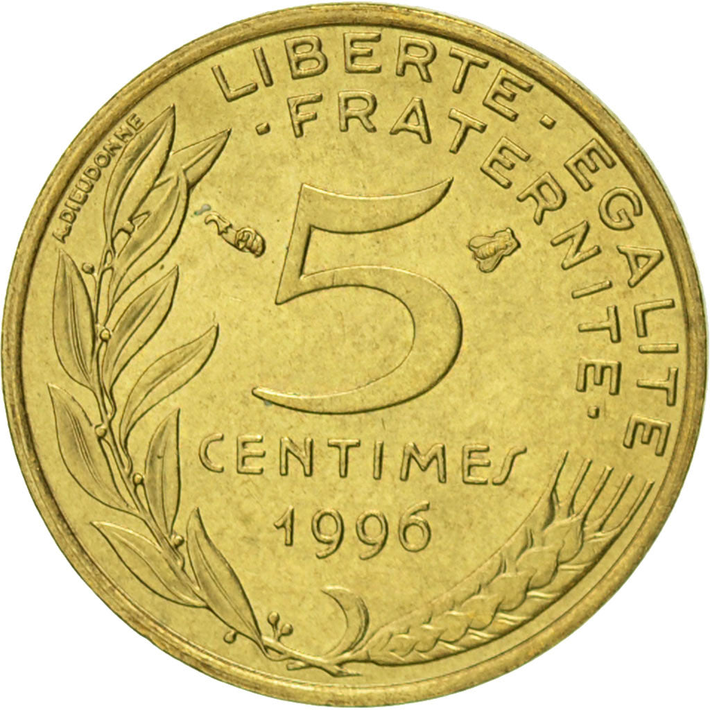 Coin, France, Marianne, 5 Centimes, 1996, Paris, MS(63), Aluminum-Bronze