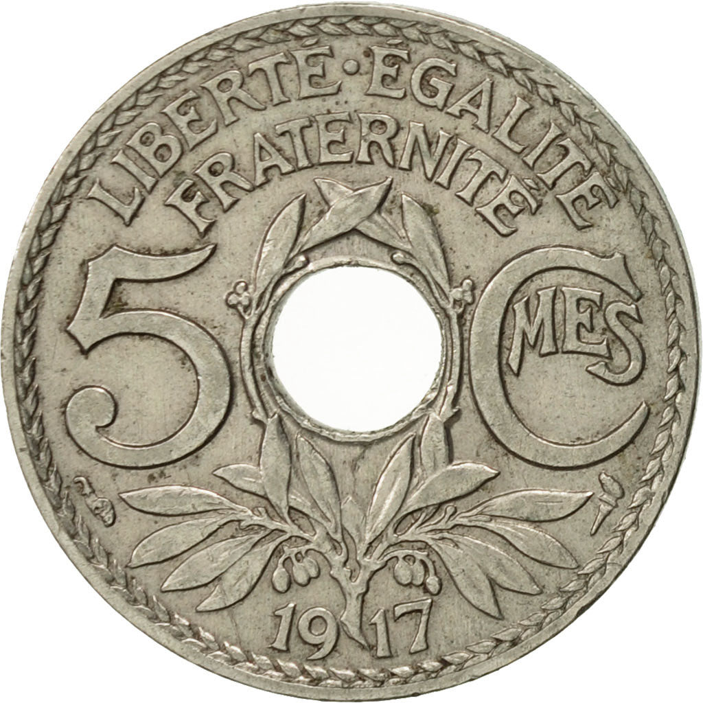 Coin, France, Lindauer, 5 Centimes, 1917, Paris, EF(40-45), Copper-nickel