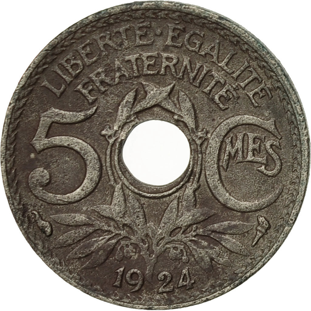 Moneta, Francia, Lindauer, 5 Centimes, 1924, Paris, MB+, Rame-nichel, KM:875, Le