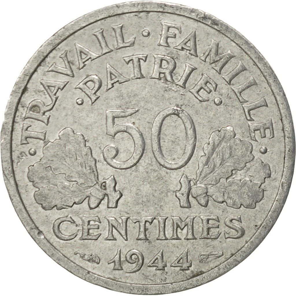 Coin, France, Bazor, 50 Centimes, 1944, Castelsarrasin, EF(40-45), Aluminum