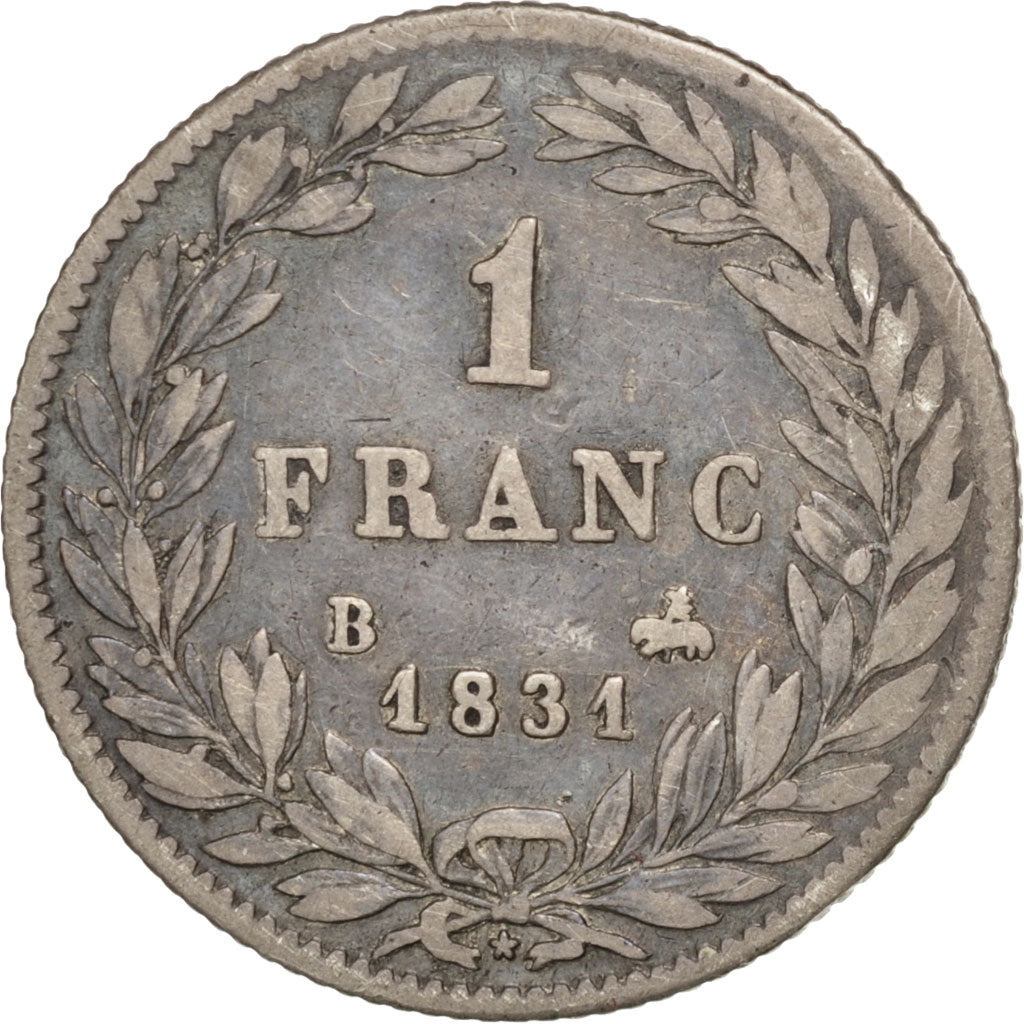 Coin, France, Louis-Philippe, Franc, 1831, Rouen, VF(30-35), Silver, KM:742.2