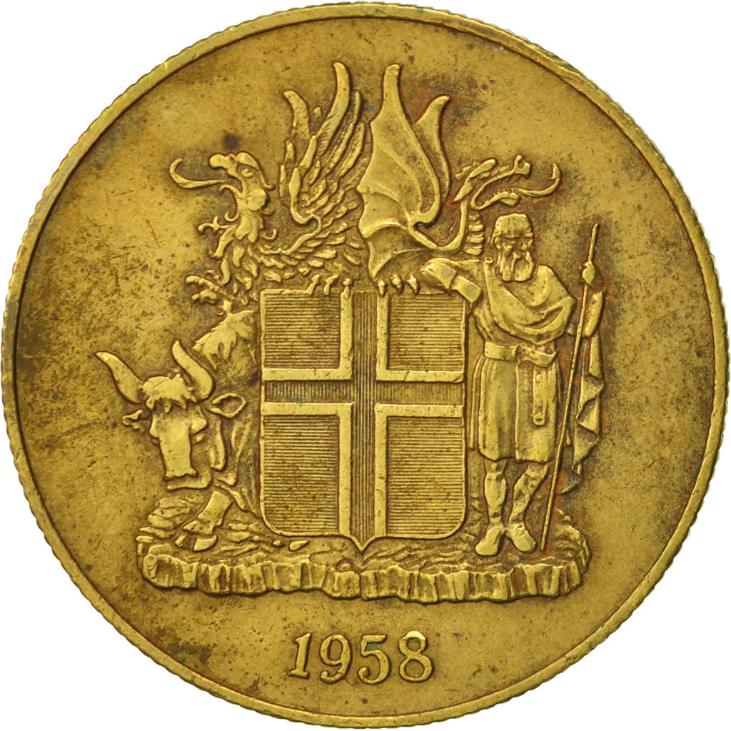 Iceland, 2 Kronur, 1958, EF(40-45), Nickel-brass, KM:13a.1