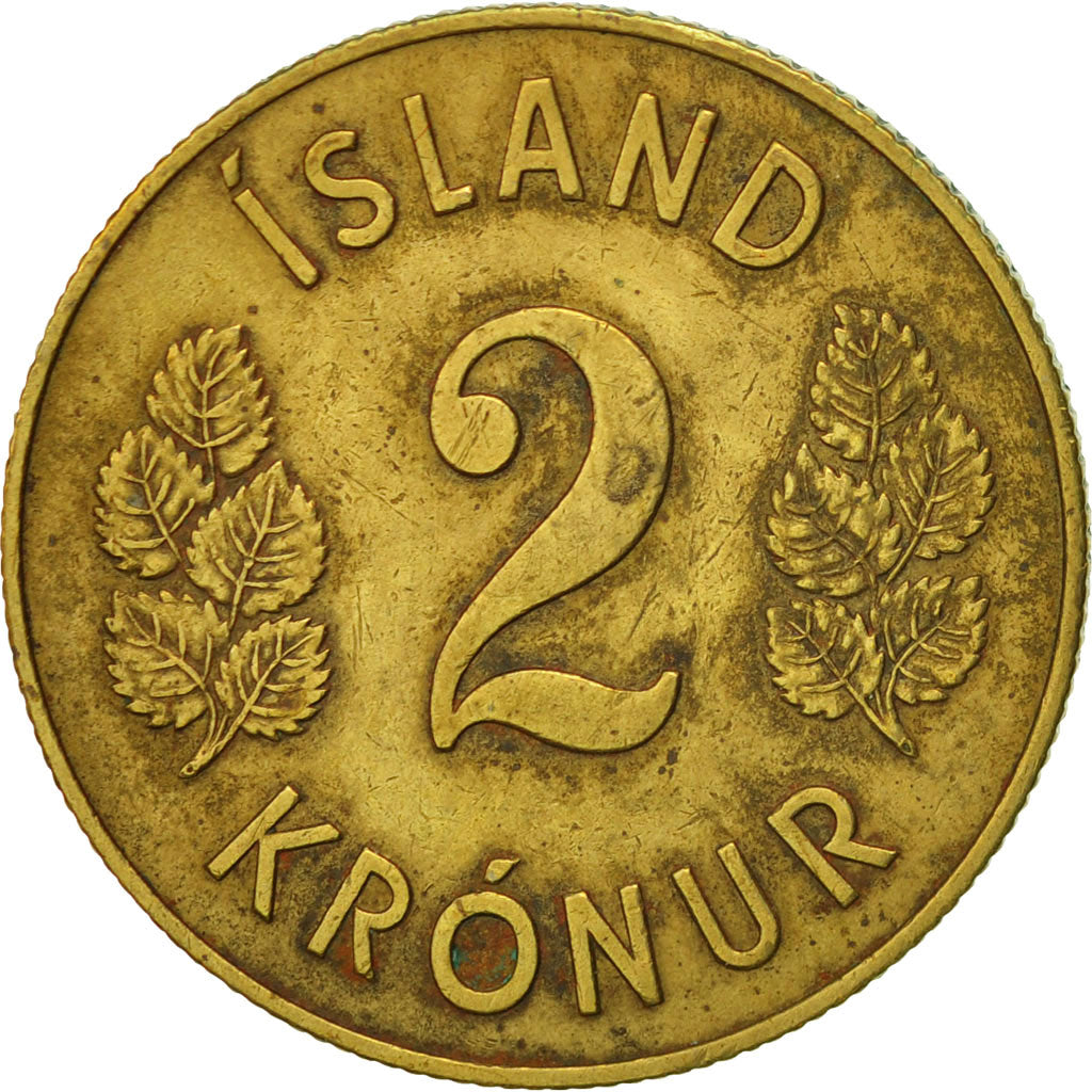 Iceland, 2 Kronur, 1958, EF(40-45), Nickel-brass, KM:13a.1