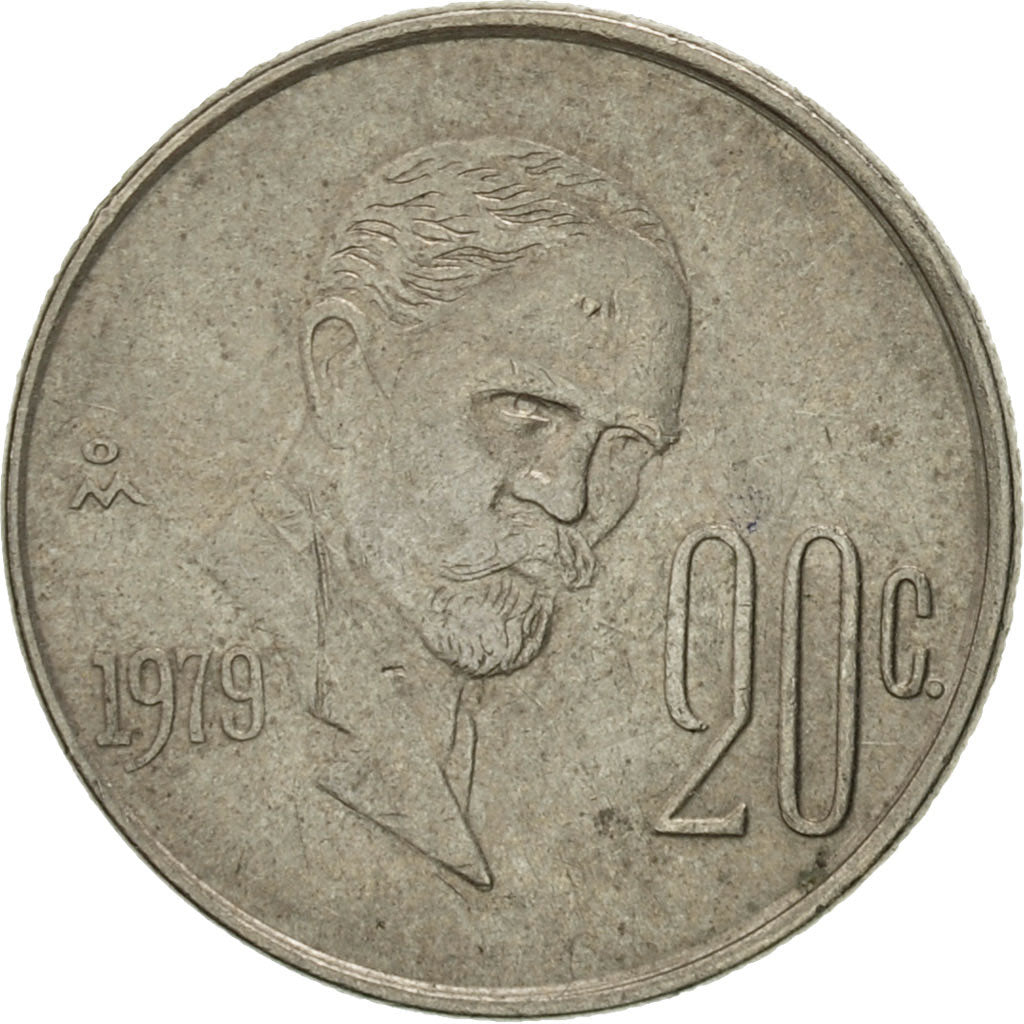 Moneta, Mexico, 20 Centavos, 1979, Mexico City, EF(40-45), Miedź-Nikiel, KM:442