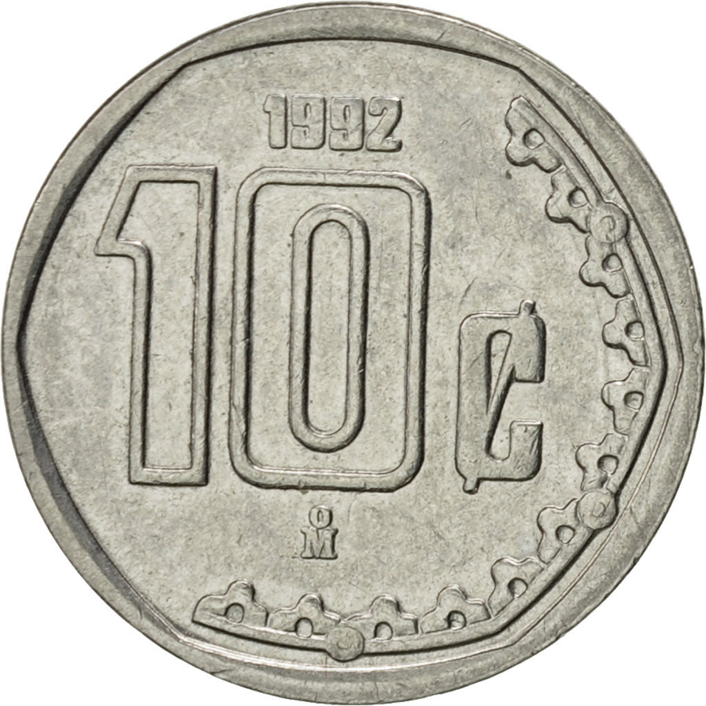 Moneta, Mexico, 10 Centavos, 1992, Mexico City, AU(50-53), Stal nierdzewna
