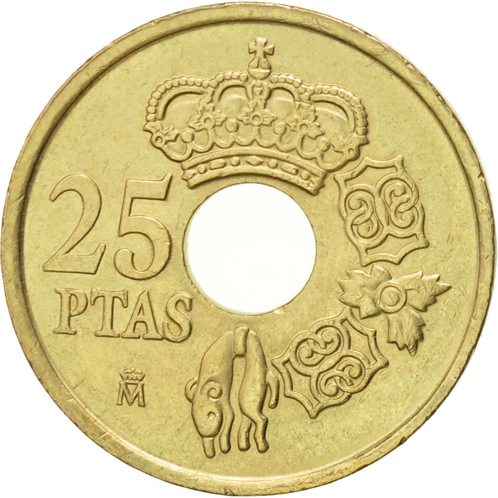 Spain, Juan Carlos I, 25 Pesetas, 2000, Madrid, AU(55-58), Aluminum-Bronze