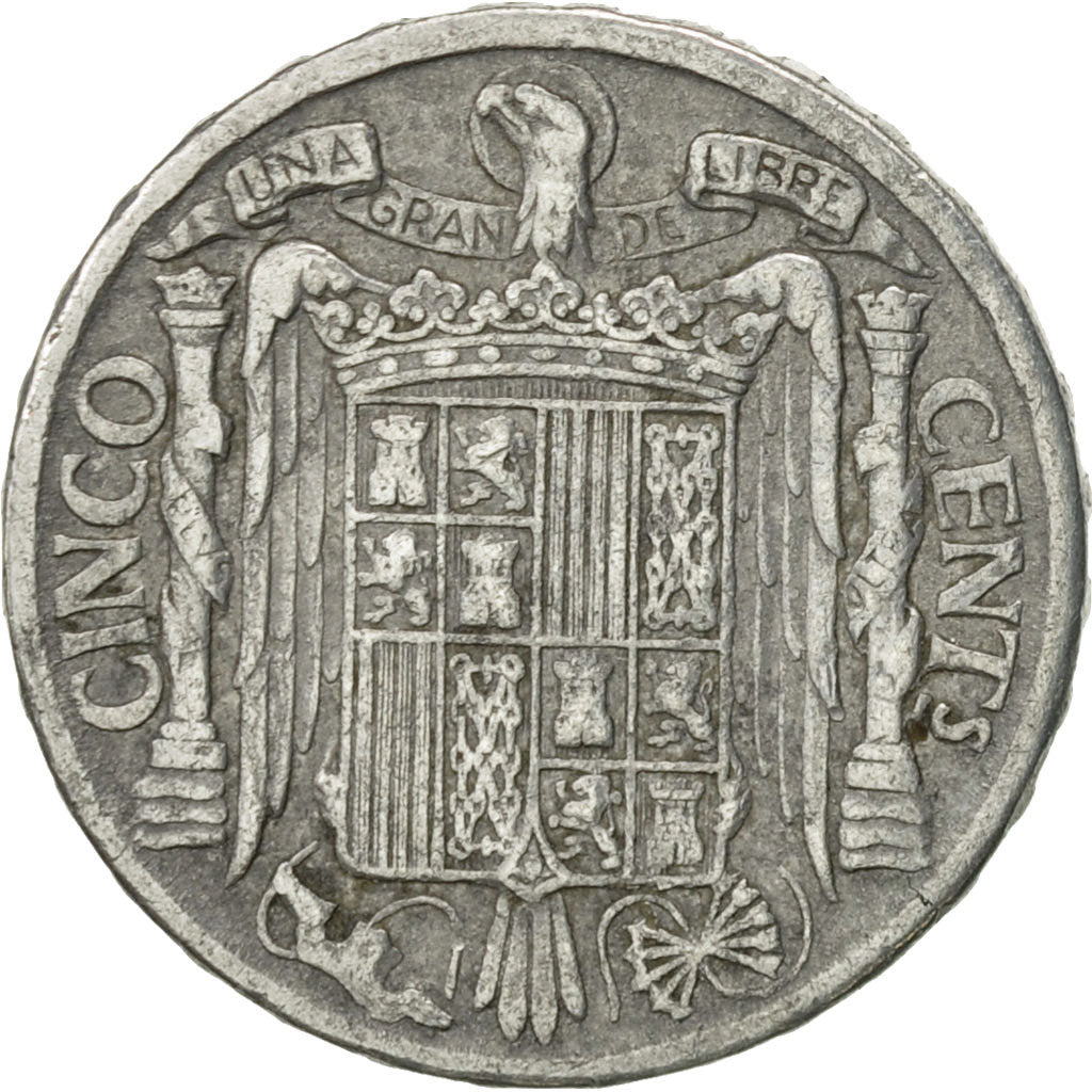 Moneda, España, 5 Centimos, 1941, MBC, Aluminio, KM:765
