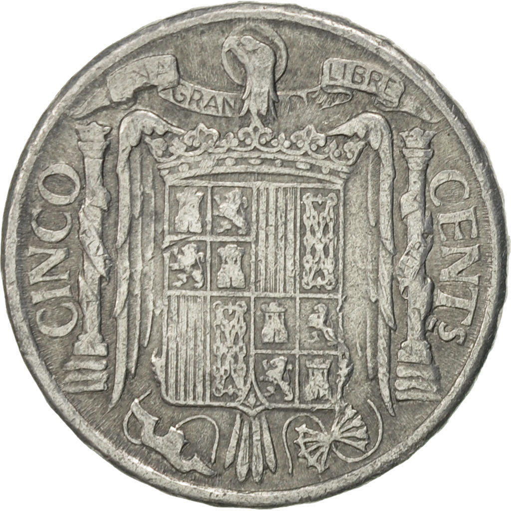 Moneda, España, 5 Centimos, 1940, MBC, Aluminio, KM:765