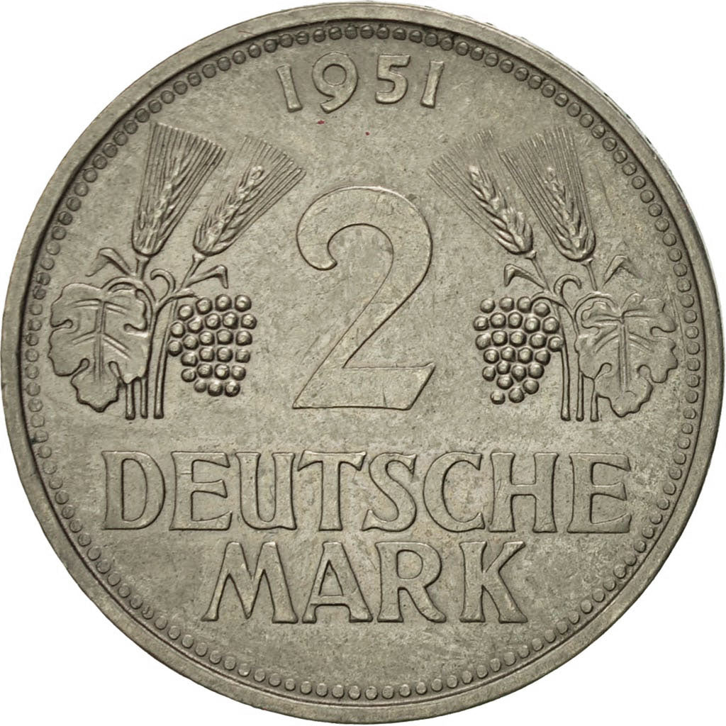 Coin, GERMANY - FEDERAL REPUBLIC, 2 Mark, 1951, Munich, AU(50-53)