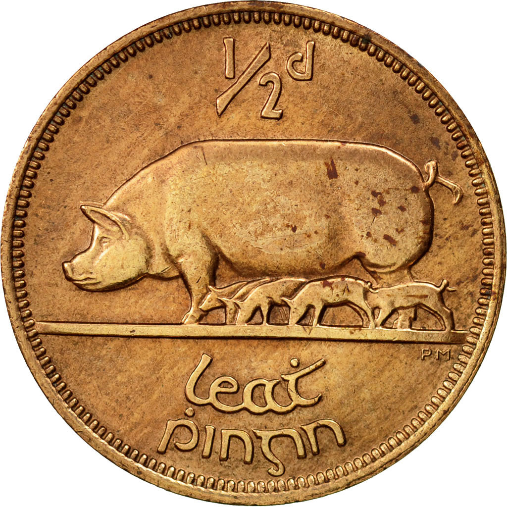 IRELAND REPUBLIC, 1/2 Penny, 1953, EF(40-45), Bronze, KM:10
