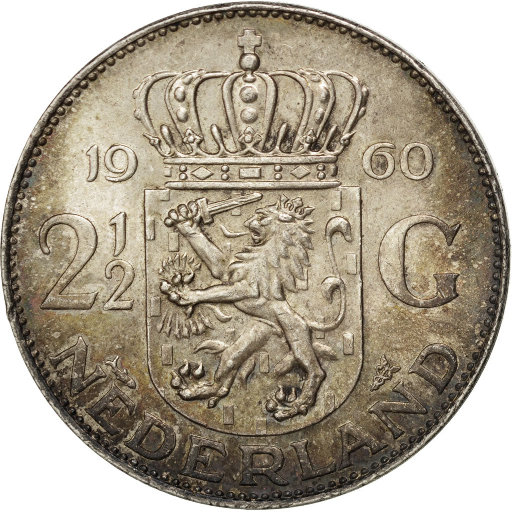 Moneta, Paesi Bassi, Juliana, 2-1/2 Gulden, 1960, SPL, Argento, KM:185