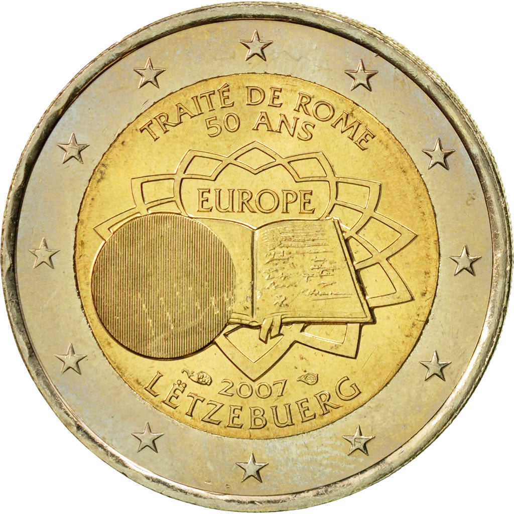 Luxembourg, 2 Euro, Traité de Rome 50 ans, 2007, AU(55-58), Bi-Metallic
