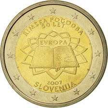 Slovenia, 2 Euro, Traité de Rome 50 ans, 2007, MS(63), Bi-Metallic